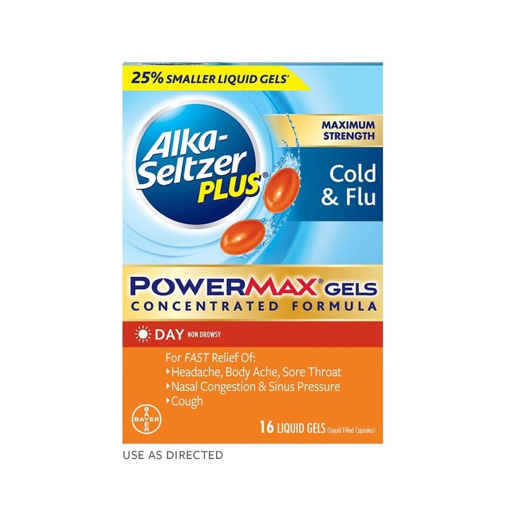 ALKA-SELTZER PLUS® MAXIMUM STRENGTH DAY COLD & FLU POWERMAX® GELS 