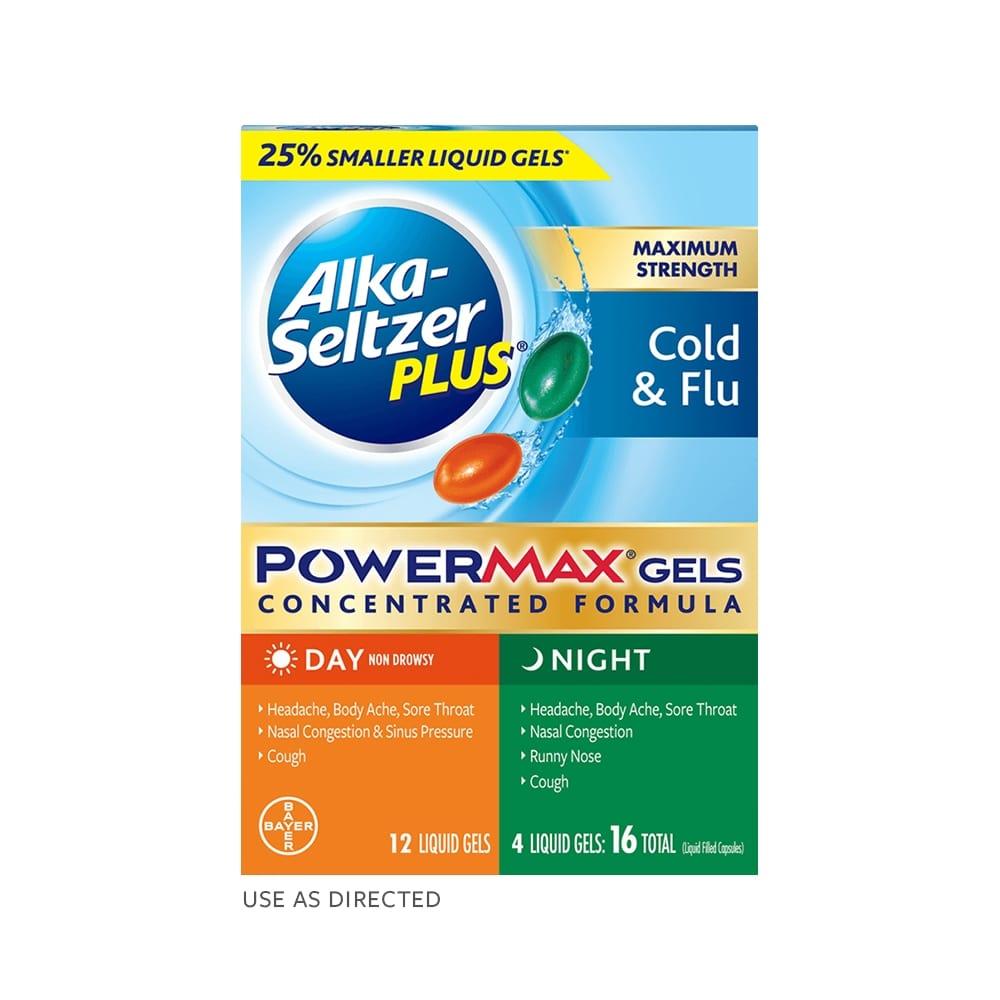 ALKA-SELTZER PLUS® MAXIMUM STRENGTH DAY & NIGHT COLD & FLU POWERMAX® GELS 